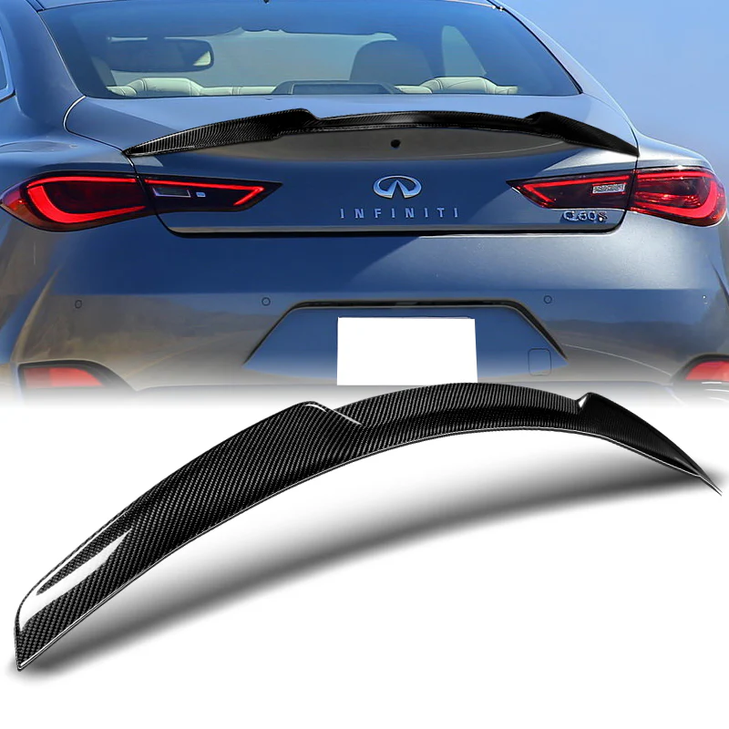 V-Style Rear Trunk Lip Duckbill Spoiler Wing For 2017-2022 Infiniti Q60 2-DR / Coupe -Real Carbon Fiber - Image 6