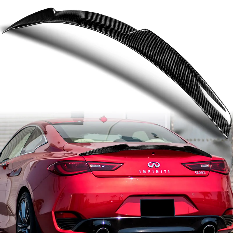 V-Style Rear Trunk Lip Duckbill Spoiler Wing For 2017-2022 Infiniti Q60 2-DR / Coupe -Real Carbon Fiber - Image 7