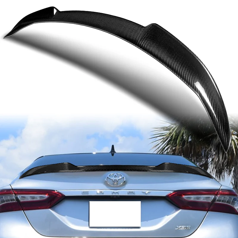 V-Style Rear Trunk Lip Duckbill Spoiler Wing For 2018-2024 Toyota Camry XLE XSE SE -Real Carbon Fiber - Image 6