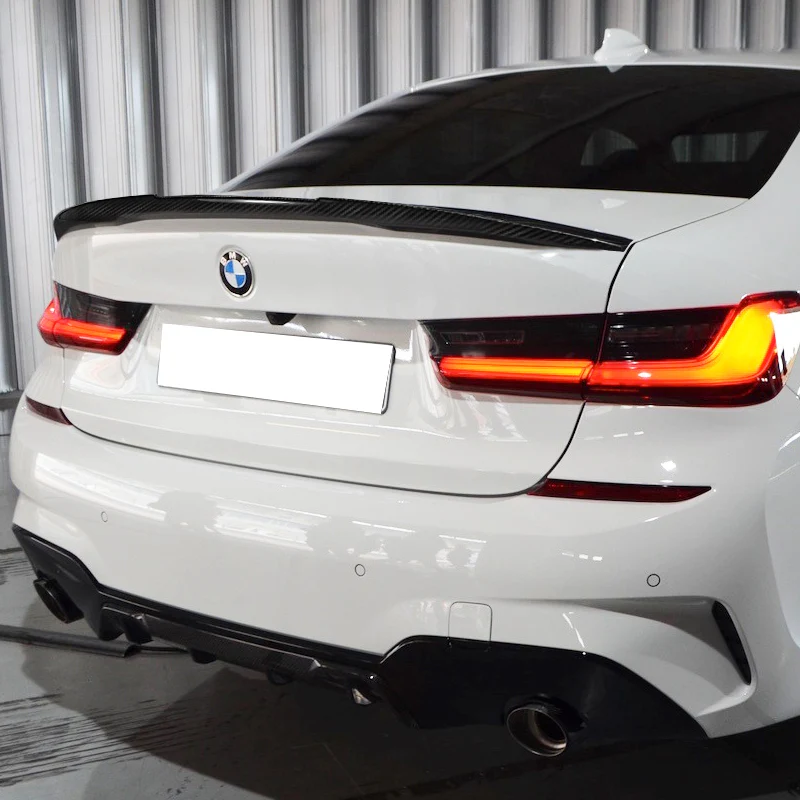 V-Style Rear Trunk Lip Duckbill Spoiler Wing For 2019-2025 BMW 3-Series G20 G28 -Real Carbon Fiber - Image 5