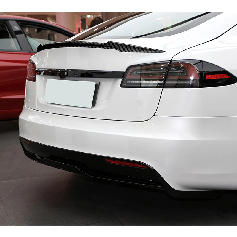 V-Style Rear Trunk Lip Spoiler Wing For 2012-2024 Tesla Model S -Matte Carbon Fiber - Image 8