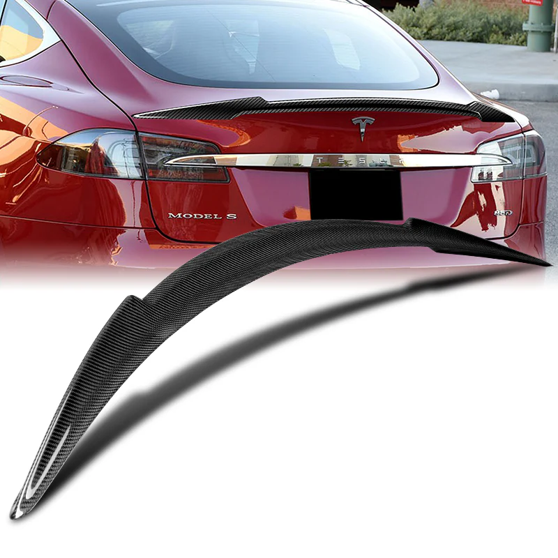 V-Style Rear Trunk Lip Spoiler Wing For 2012-2024 Tesla Model S -Real Carbon Fiber - Image 6