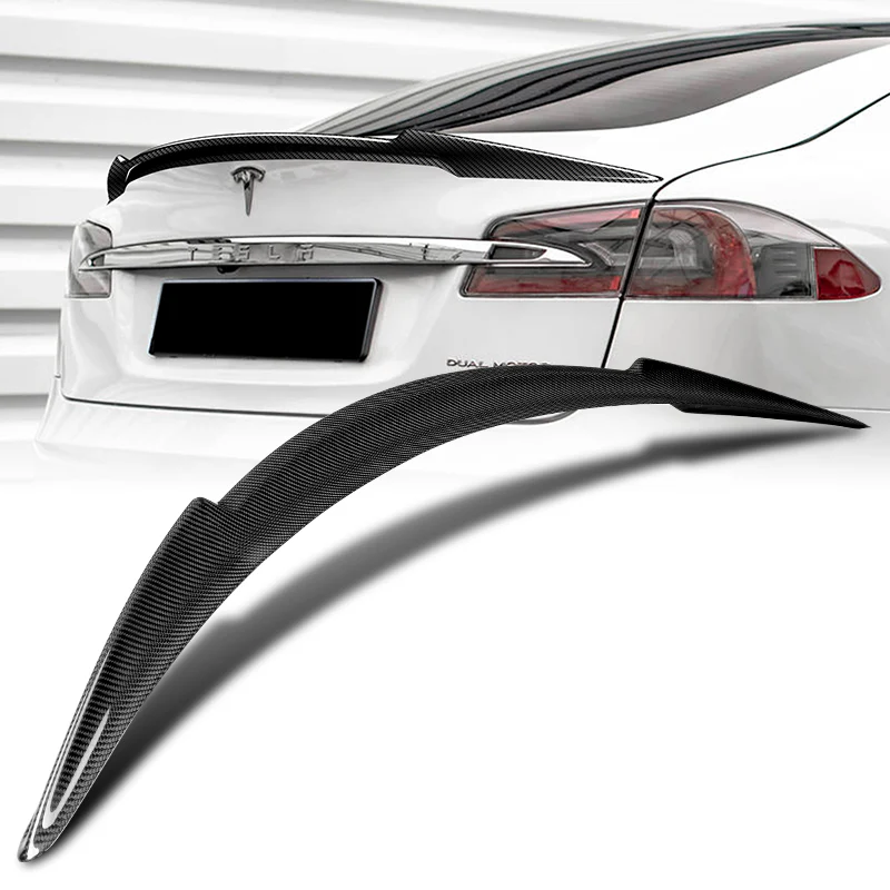 V-Style Rear Trunk Lip Spoiler Wing For 2012-2024 Tesla Model S -Real Carbon Fiber - Image 7