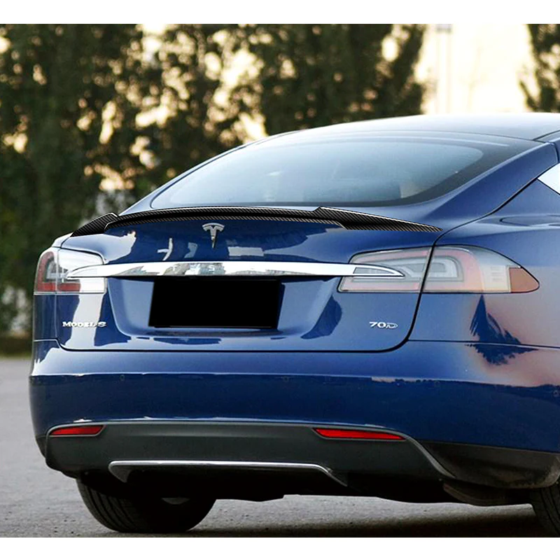 V-Style Rear Trunk Lip Spoiler Wing For 2012-2024 Tesla Model S -Real Carbon Fiber - Image 8