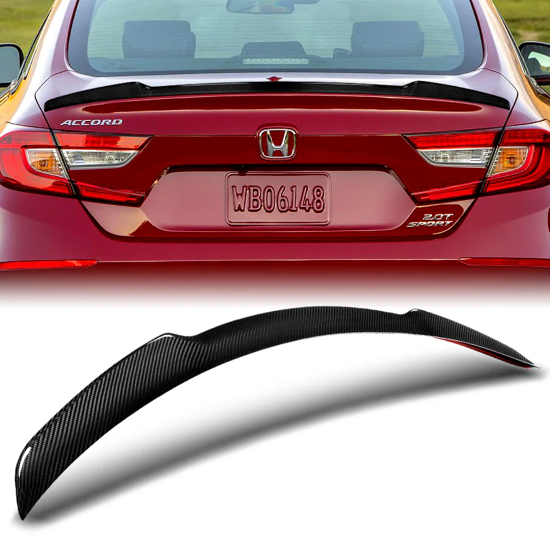 V-Style Rear Trunk Lip Spoiler Wing For 2018-2023 Honda Accord 4-DR / Sedan -Real Carbon Fiber - Image 6