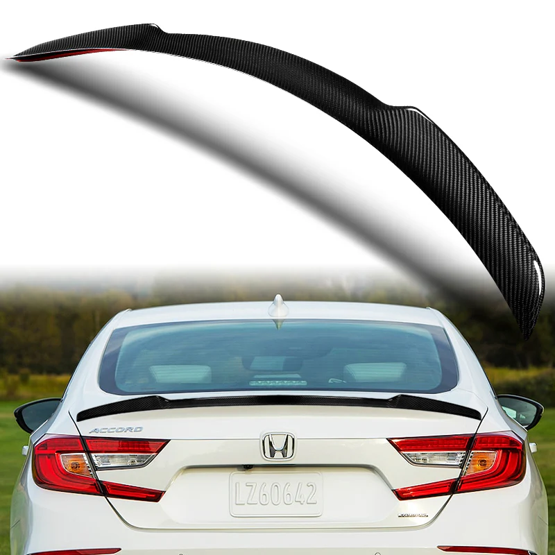 V-Style Rear Trunk Lip Spoiler Wing For 2018-2023 Honda Accord 4-DR / Sedan -Real Carbon Fiber - Image 7