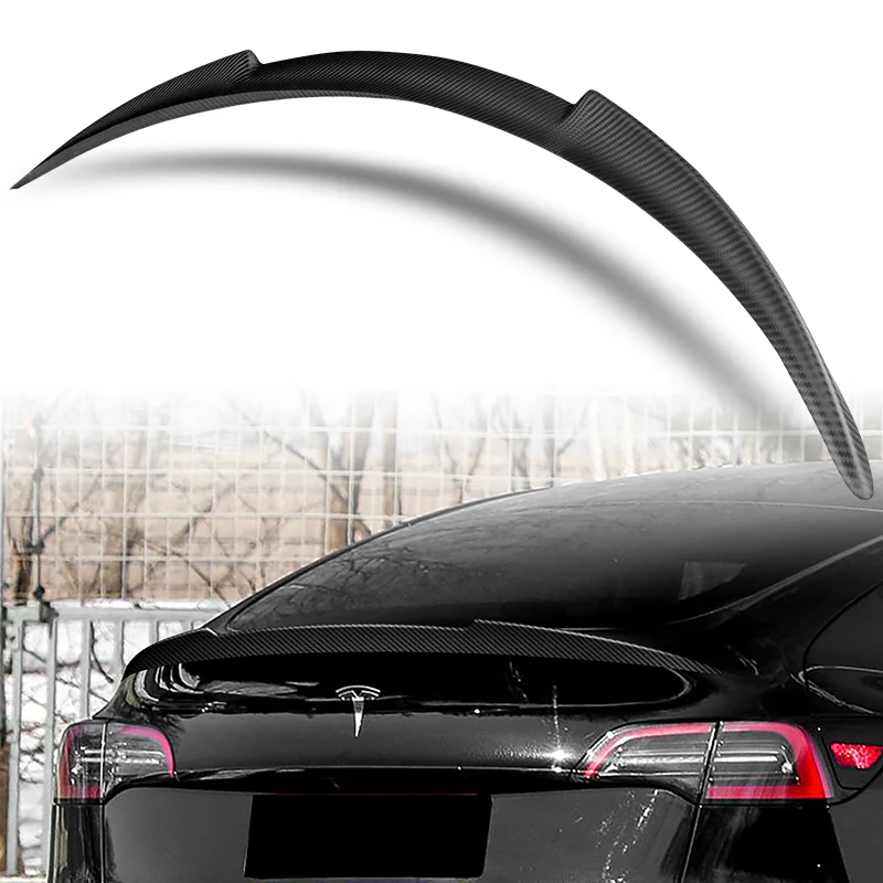 V-Style Rear Trunk Lip Spoiler Wing For 2020-2024 Tesla Model Y -Matte Carbon Fiber - Image 5
