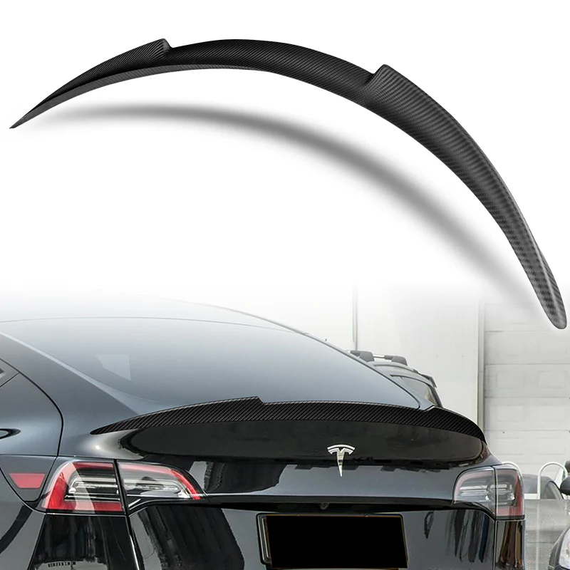 V-Style Rear Trunk Lip Spoiler Wing For 2020-2024 Tesla Model Y -Matte Carbon Fiber - Image 6