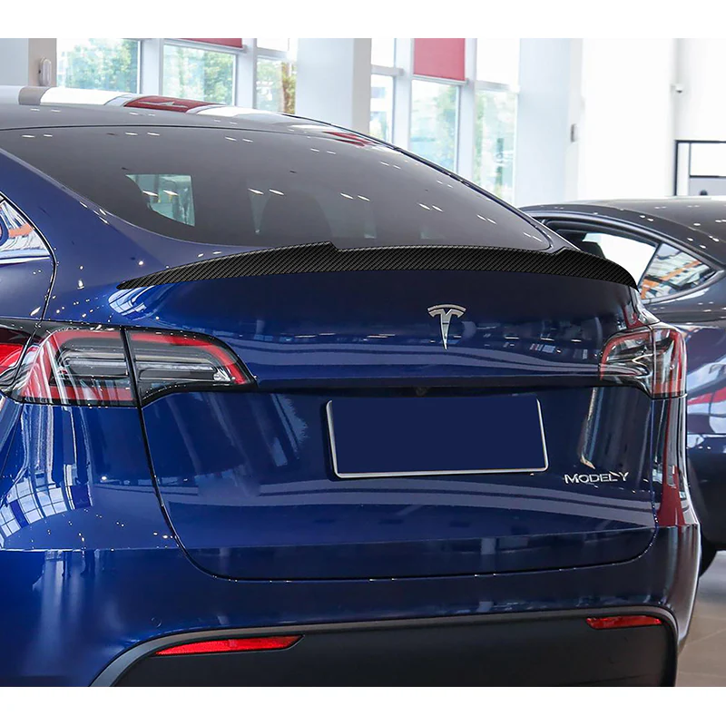V-Style Rear Trunk Lip Spoiler Wing For 2020-2024 Tesla Model Y -Matte Carbon Fiber - Image 8