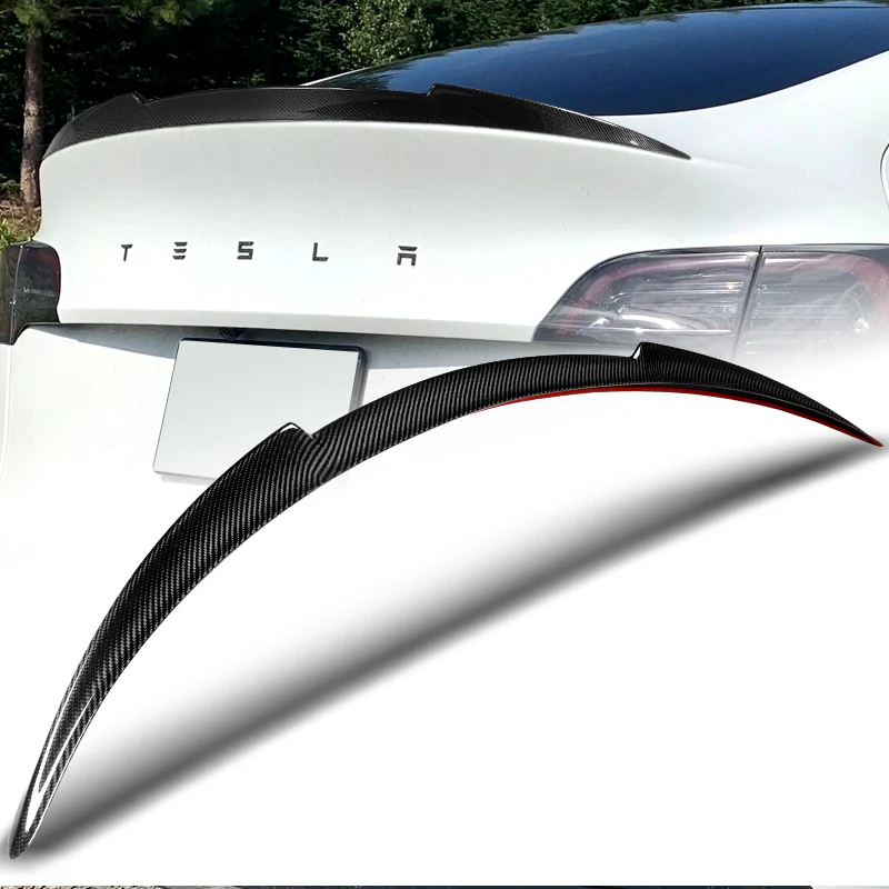 V-Style Rear Trunk Lip Spoiler Wing For 2020-2024 Tesla Model Y -Real Carbon Fiber - Image 6