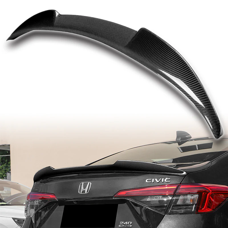 V-Style Rear Trunk Lip Spoiler Wing For 2022-2025 Honda Civic 11th Gen 4-DR / Sedan -Real Carbon Fiber - Image 5