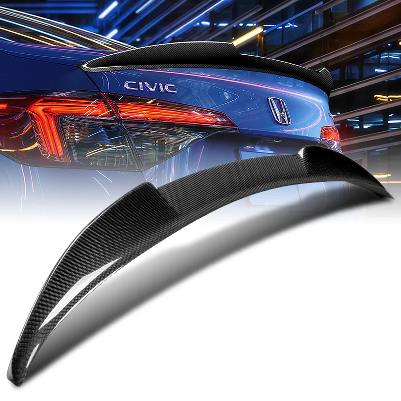 V-Style Rear Trunk Lip Spoiler Wing For 2022-2025 Honda Civic 11th Gen 4-DR / Sedan -Real Carbon Fiber - Image 7