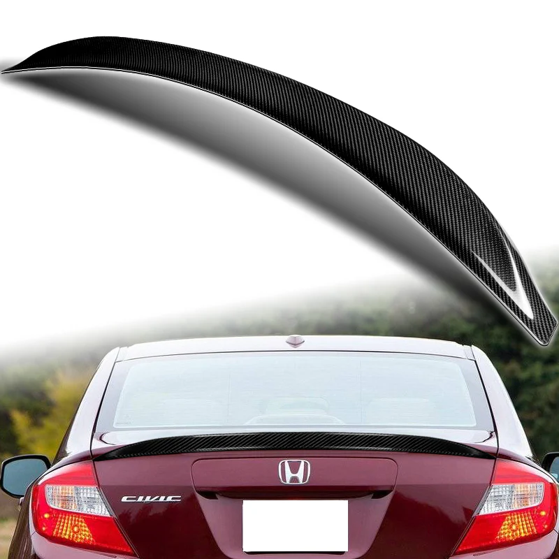 V2-Style Rear Trunk Lip Spoiler Wing For 2012-2015 Honda Civic 4-DR / Sedan -Real Carbon Fiber - Image 5
