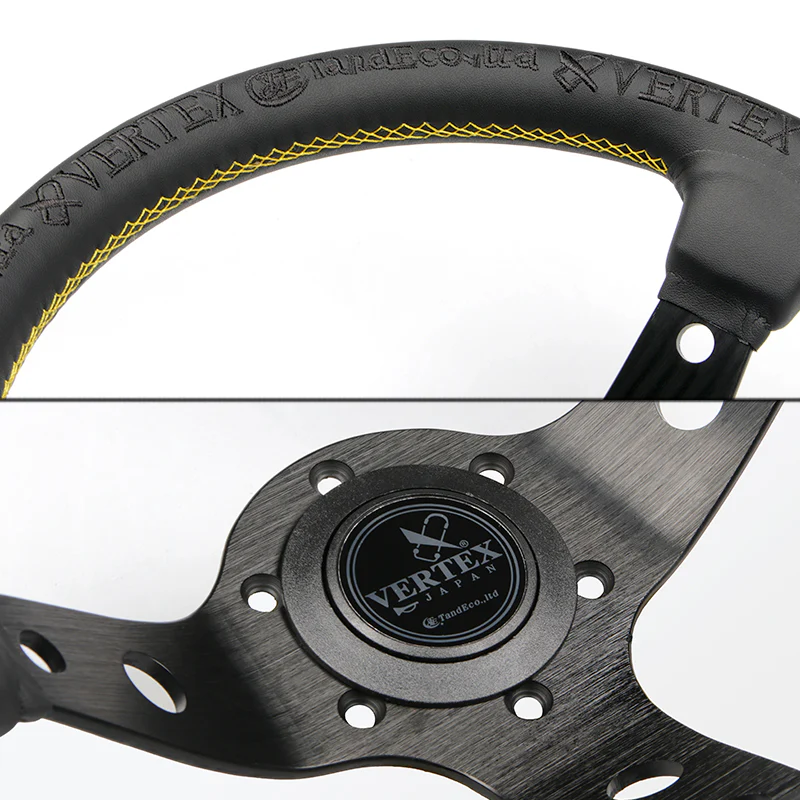 Vertex "King" Universal 13'' Black Deep Dish Car Racing Drift Race Sport Steering Wheel - Image 3