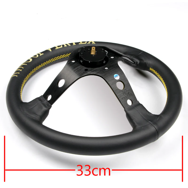 Vertex "King" Universal 13'' Black Deep Dish Car Racing Drift Race Sport Steering Wheel - Image 4