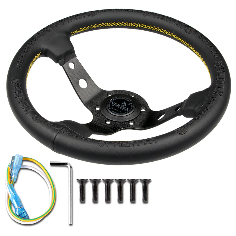 Vertex "King" Universal 13'' Black Deep Dish Car Racing Drift Race Sport Steering Wheel - Image 6