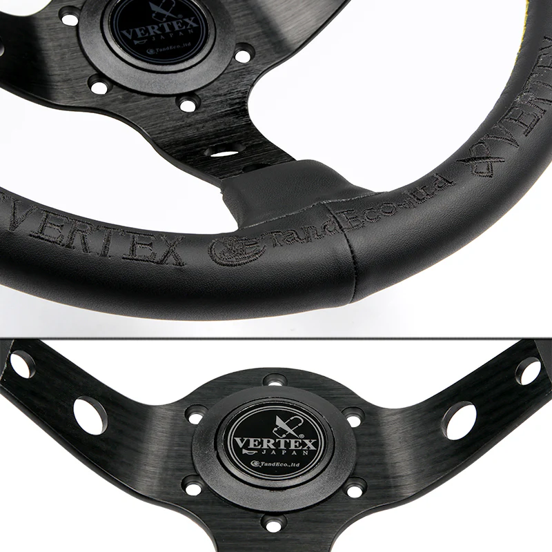 Vertex "King" Universal 13'' Black Deep Dish Car Racing Drift Race Sport Steering Wheel - Image 7