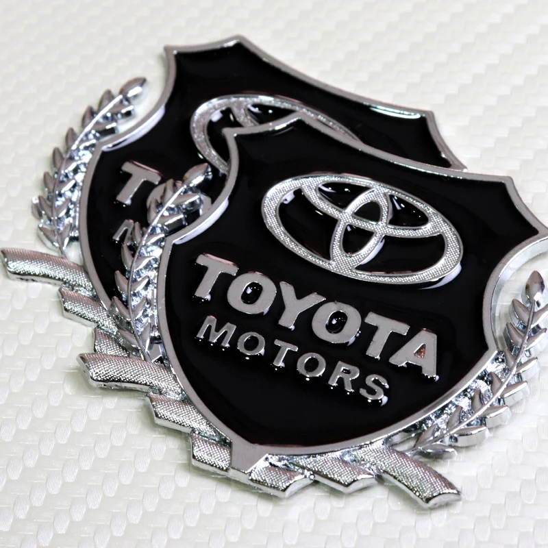 Toyota Silver 3D Metal Emblem Sticker x2 - Image 3