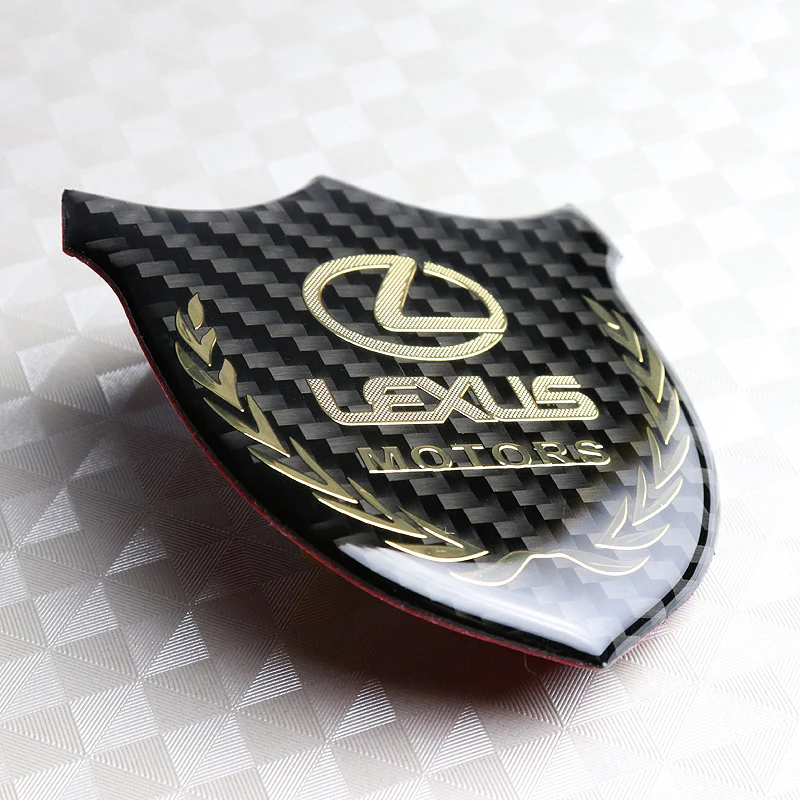 Lexus Gold 3D Carbon Fiber Emblem Sticker - Image 4