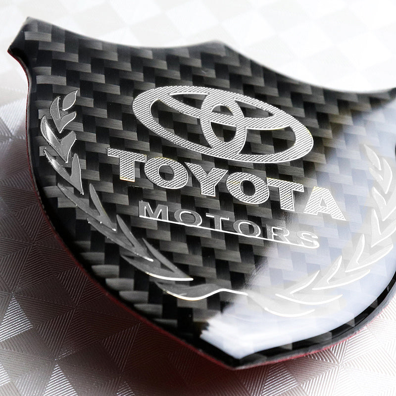 Toyota Silver 3D Carbon Fiber Emblem Sticker - Image 3