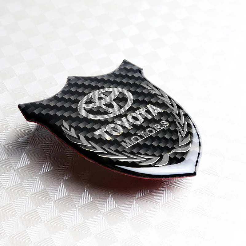 Toyota Silver 3D Carbon Fiber Emblem Sticker - Image 4
