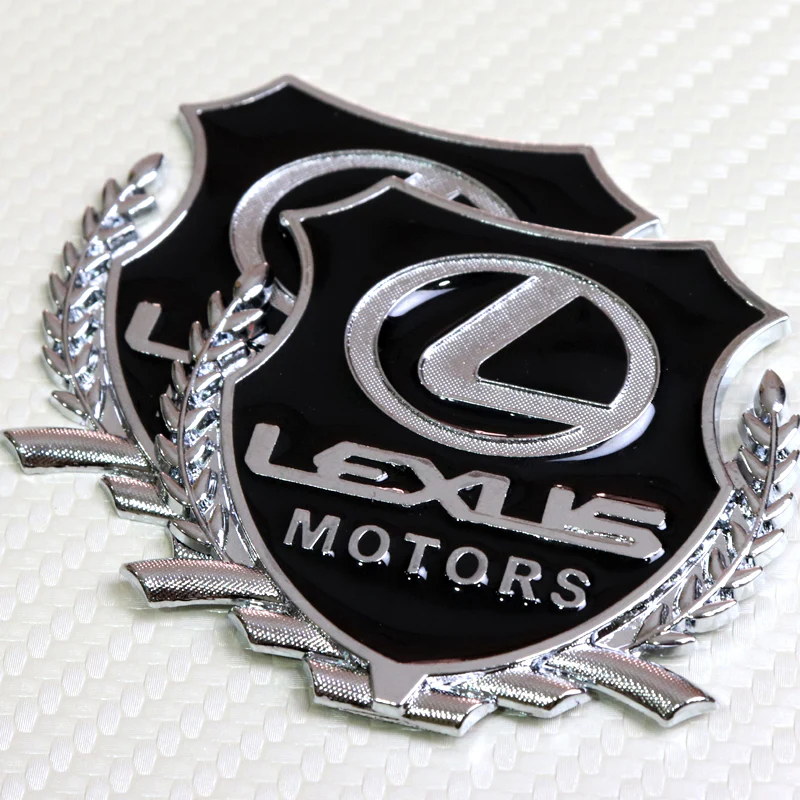 Lexus Silver 3D Metal Emblem Sticker x2 - Image 3