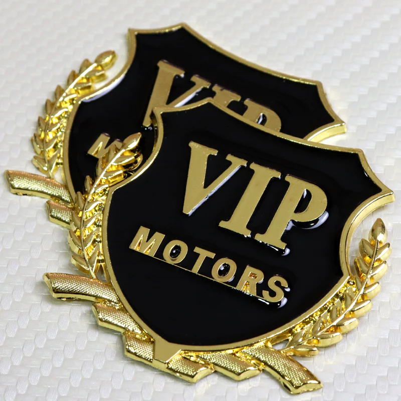 VIP MOTORS Gold 3D Metal Emblem Sticker x2 - Image 3