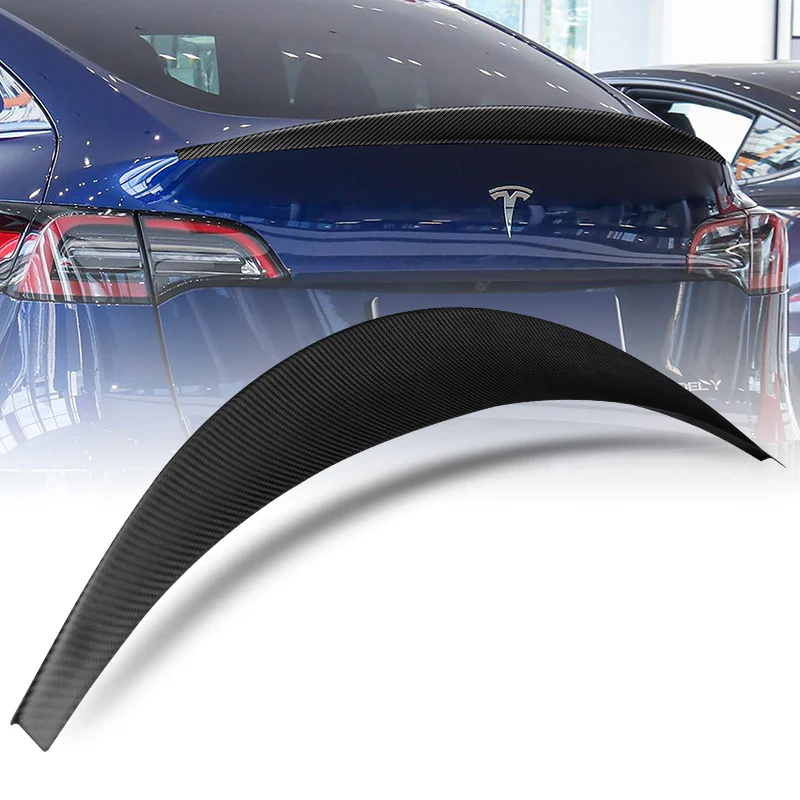 VIP-Style Rear Trunk Lip Duckbill Spoiler Wing For 2020-2024 Tesla Model Y -Matte Carbon Fiber - Image 5