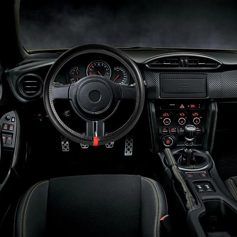 VOLVO Set of Car 15" Steering Wheel Cover Carbon Fiber Look Leather with Exquisite Clock - Image 12