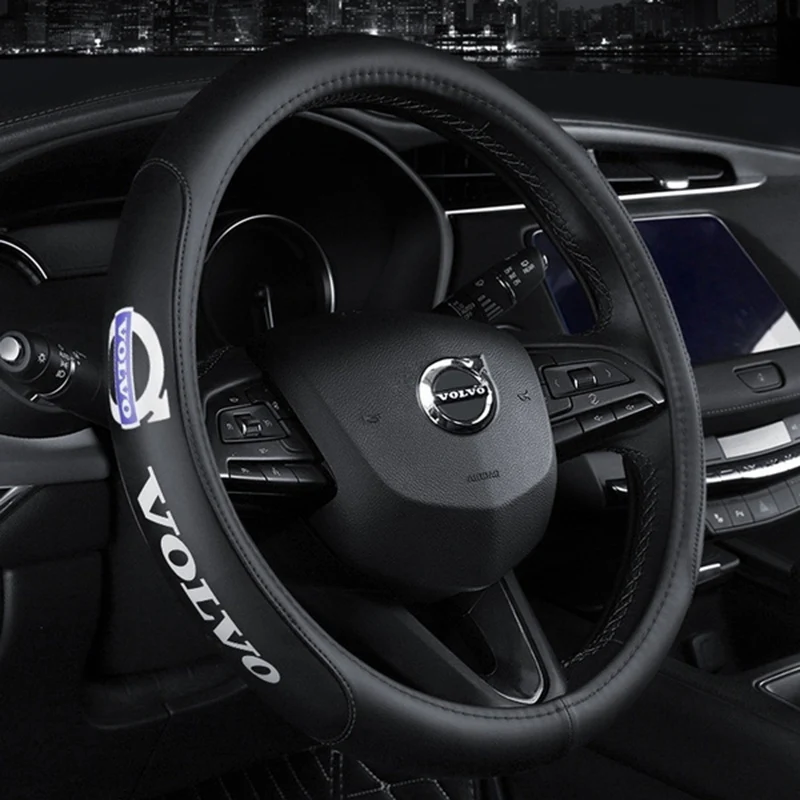 VOLVO Set of Car 15" Steering Wheel Cover Quality Leather with Exquisite Clock - Image 11