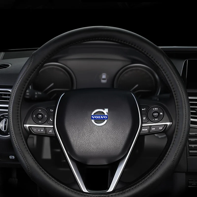 VOLVO Set of Car 15" Steering Wheel Cover Quality Leather with Exquisite Clock - Image 2