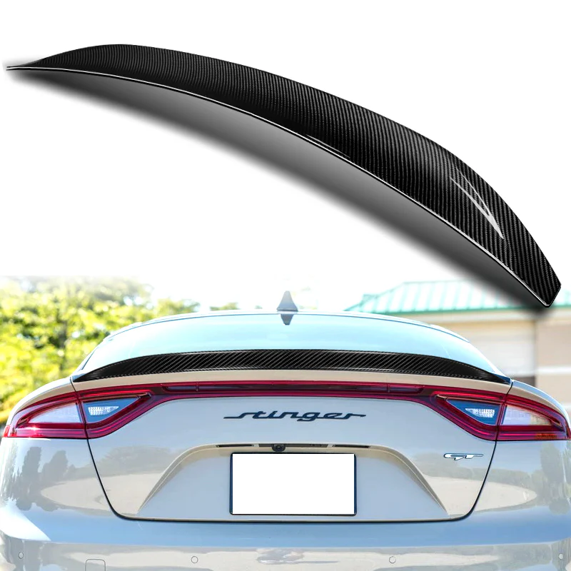 VT-Style Rear Trunk Lip Duckbill Spoiler Wing For 2018-2023 Kia Stinger -Real Carbon Fiber - Image 6
