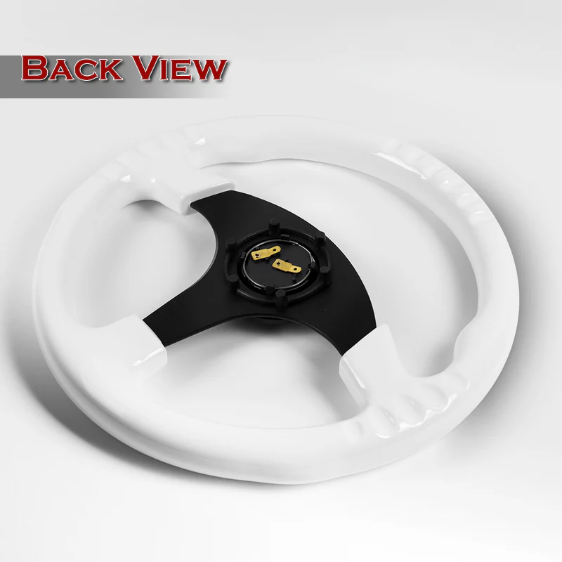 W-Power 13" 330mm Reinforced 6-Bolt Hole JDM Euro VIP Style Galaxy Classic Wood Grain Trim Grip With Aluminum Finished Matte Black 3-Spoke Steering Wheel -White Wood Grip - Image 5