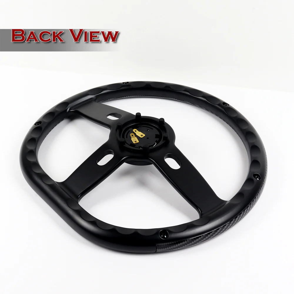 W-Power 14" 350mm 6-Bolt Hole Carbon Fiber Painted Half Wrap Grip With Aluminum Finished 3-Spoke Steering Wheel -Black Center Spoke - Image 5