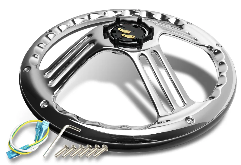 W-Power 14" 350mm 6-Bolt Hole Vintage Style Black Leather Grip With Aluminum Finished 3-Spoke 3 Inches Deep Dish Steering Wheel -Chrome Center Spoke - Image 3