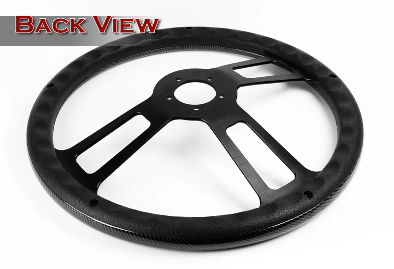 W-Power 18" Carbon Fiber Look Grip 5-Hole Black 3-Spoke Vintage Steering Wheel - Image 4