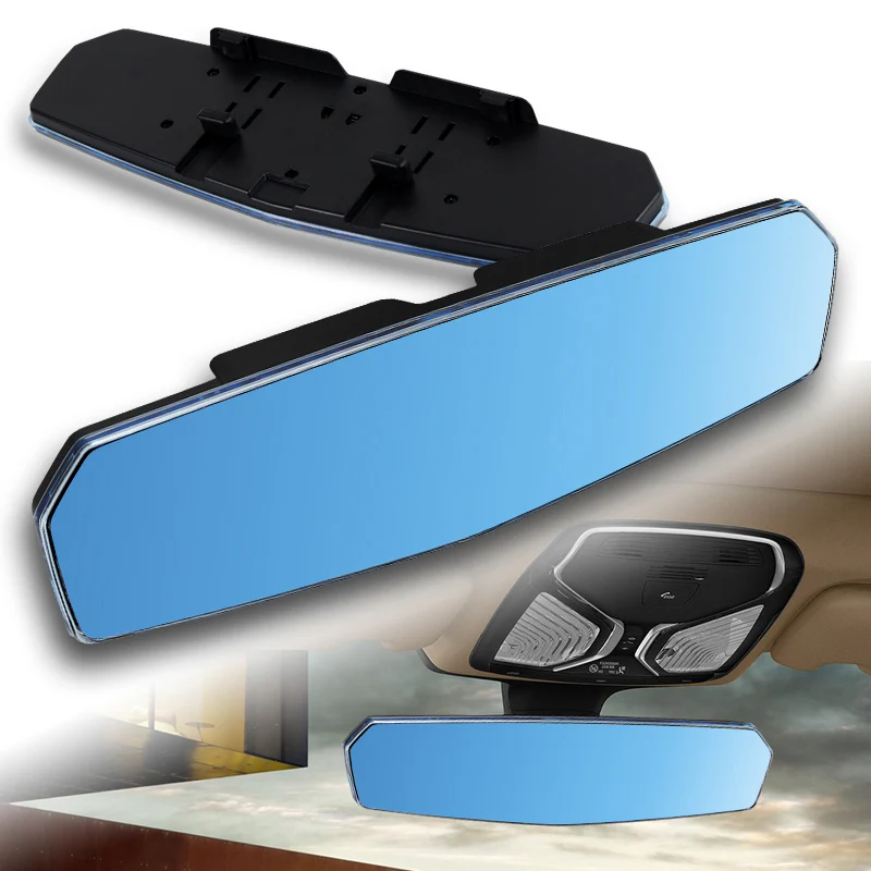 W-Power 270mm Wide Universal Interior Clip On Largest Visibility Panoramic Rear View Mirror -Blue Tint Flat - Image 2
