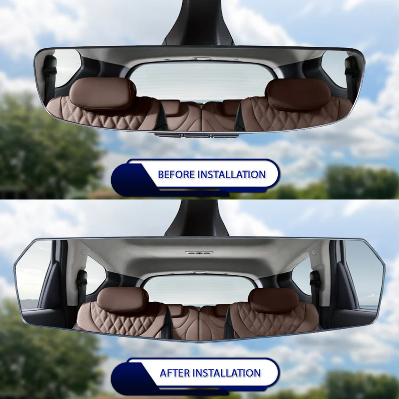 W-Power 270mm Wide Universal Interior Clip On Largest Visibility Panoramic Rear View Mirror -Clear Tint Convex - Image 6