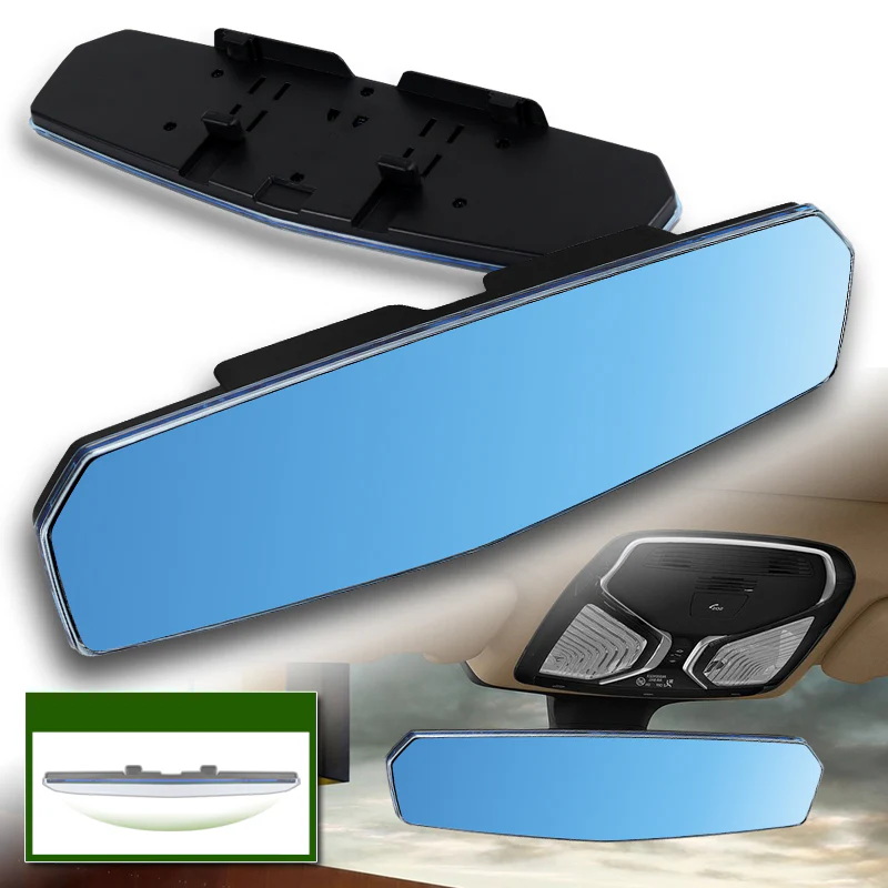 W-Power 300mm Wide Universal Interior Clip On Largest Visibility Panoramic Rear View Mirror -Blue Tint Convex - Image 2