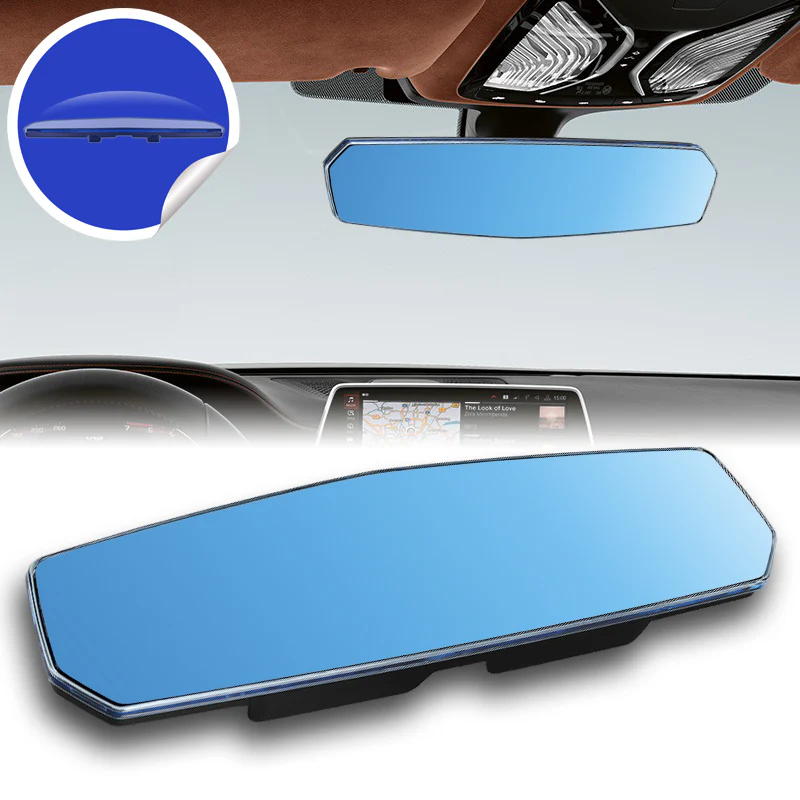 W-Power 300mm Wide Universal Interior Clip On Largest Visibility Panoramic Rear View Mirror -Blue Tint Convex - Image 3