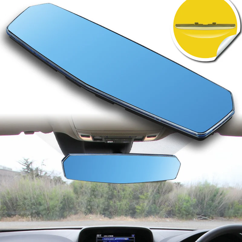 W-Power 300mm Wide Universal Interior Clip On Largest Visibility Panoramic Rear View Mirror -Blue Tint Convex - Image 4
