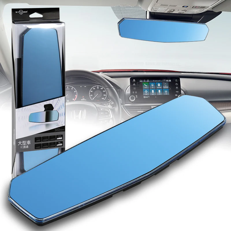 W-Power 300mm Wide Universal Interior Clip On Largest Visibility Panoramic Rear View Mirror -Blue Tint Flat - Image 5