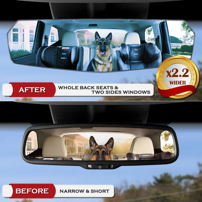 W-Power 270mm Wide Universal Interior Clip On Largest Visibility Panoramic Rear View Mirror -Blue Tint Flat - Image 8