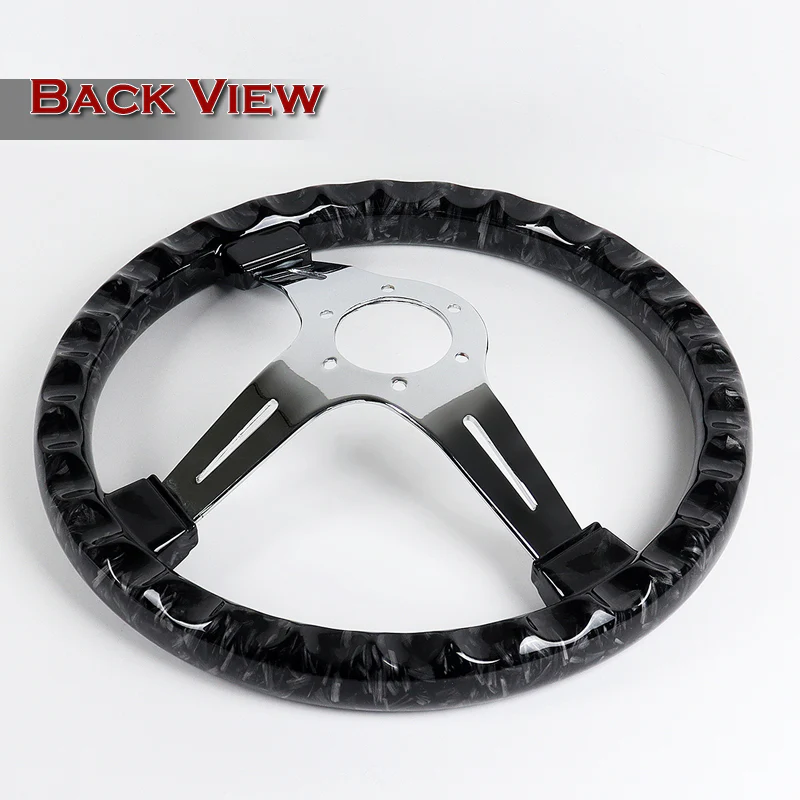 W-Power 14" 355mm 6-Bolt Hole VIP Style Galaxy Forged Carbon Fiber With Aluminum Finished 3-Spoke Steering Wheel -Forged Black Carbon Fiber - Image 5