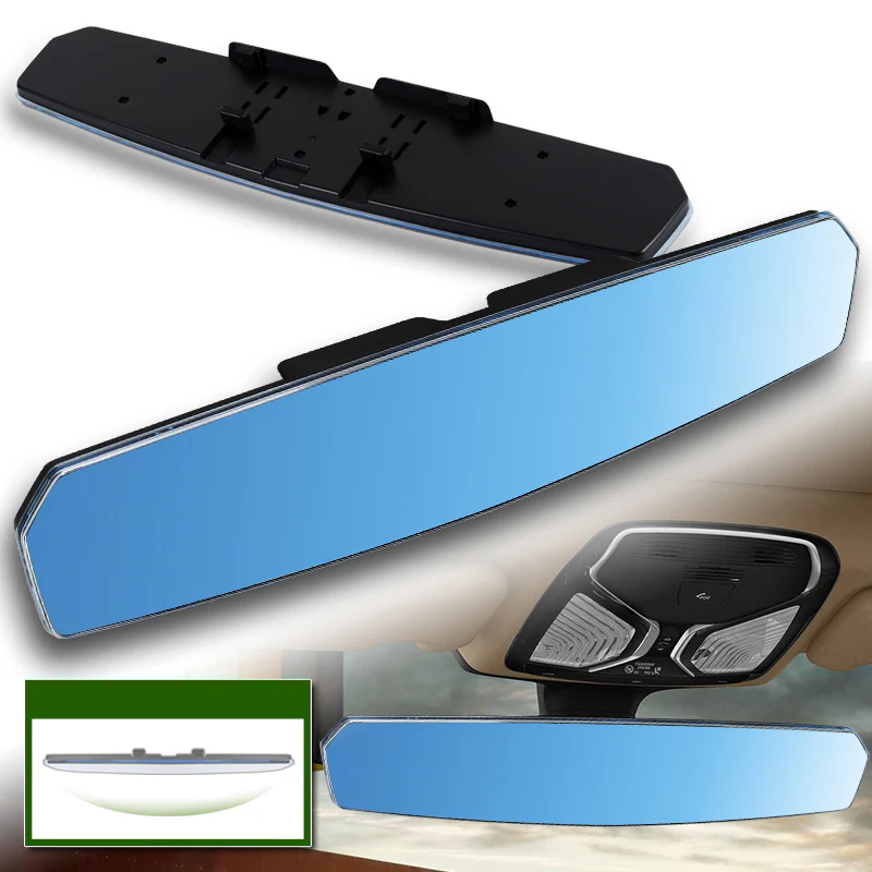 W-Power 400mm Wide Universal Interior Clip On Largest Visibility Panoramic Rear View Mirror -Blue Tint Convex - Image 2