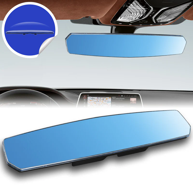 W-Power 400mm Wide Universal Interior Clip On Largest Visibility Panoramic Rear View Mirror -Blue Tint Convex - Image 3