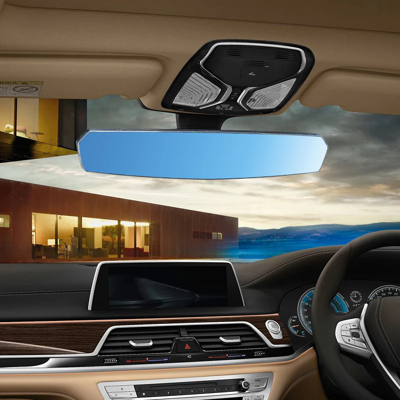 W-Power 400mm Wide Universal Interior Clip On Largest Visibility Panoramic Rear View Mirror -Blue Tint Flat - Image 5