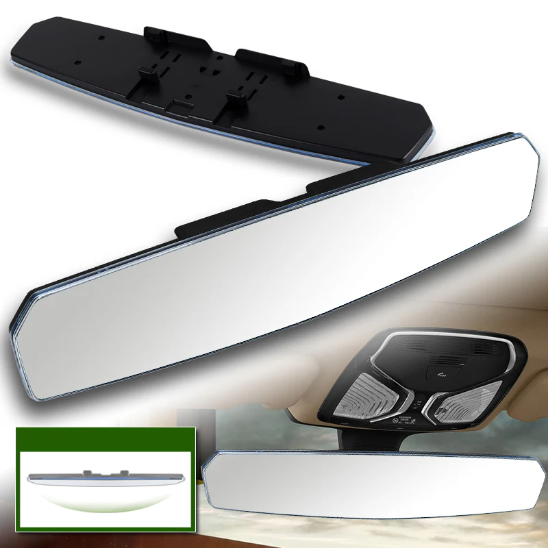 W-Power 400mm Wide Universal Interior Clip On Largest Visibility Panoramic Rear View Mirror -Clear Tint Convex - Image 2