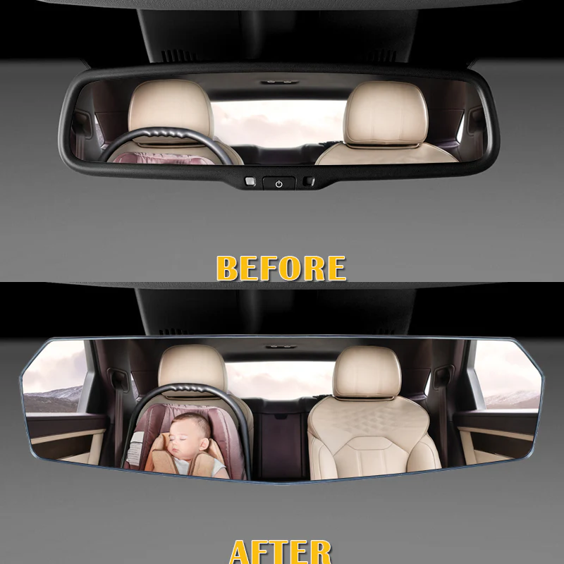 W-Power 400mm Wide Universal Interior Clip On Largest Visibility Panoramic Rear View Mirror -Clear Tint Flat - Image 9