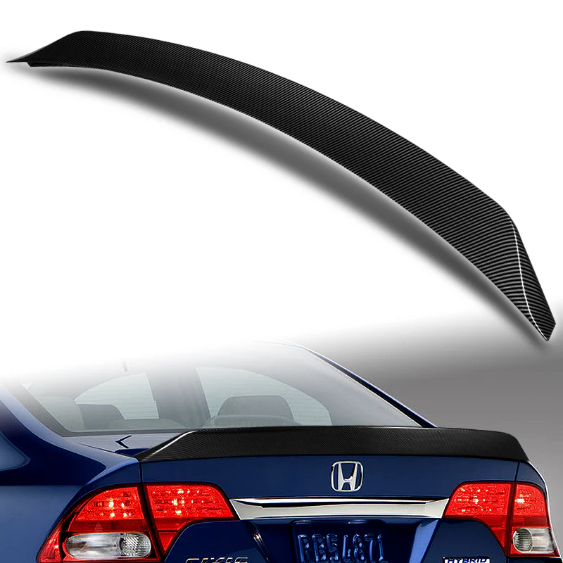 W-Power ABS AR-Style Rear Trunk Lip Duckbill Spoiler Wing For 2006-2011 Honda Civic Sedan 4DR -Carbon Fiber Look - Image 5